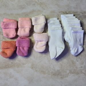 Newborn Socks, Pink & White